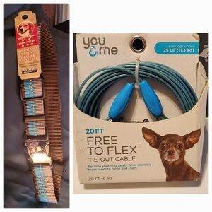 NWOT You & Me 20ft Free to Flex Dog Tie-Out Cable & Adjustable Collar